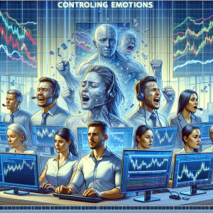 A detailed depiction showcasing the dynamic of controlling emotions in the sphere of trading. The image should visualize a diverse group of traders – a Caucasian woman, a Hispanic man, an Asian man, and a Black woman – in front of computer screens filled with trading charts. Each trader displays a different emotional state: calmness, frustration, focus, and excitement, respectively. The scene emphasizes the potential psychological implications of trading, while highlighting the importance of mental fortitude coined within the context of a busy, high-stakes environment.